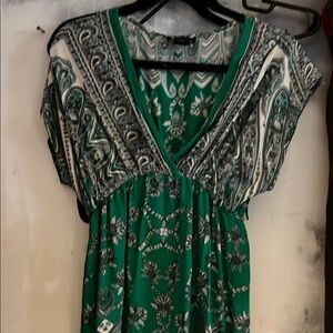 Angie Green and Cream Rayon Dress